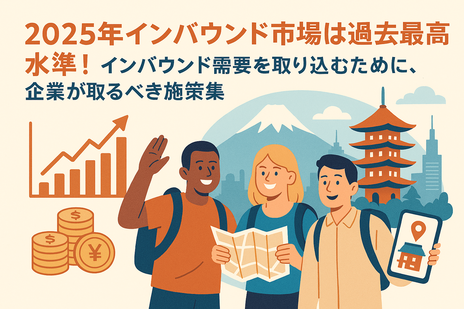 2025年インバウンド市場は過去最高水準！インバウンド需要を取り込むために、企業が取るべき施策集